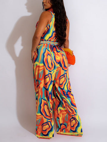 Print Sleeveless Jumpsuits