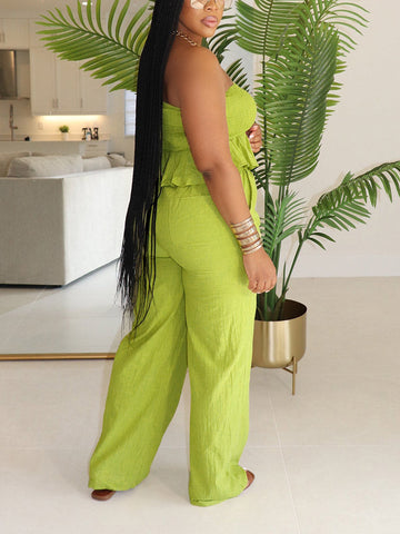 Smock Ruffle Top Pants Set