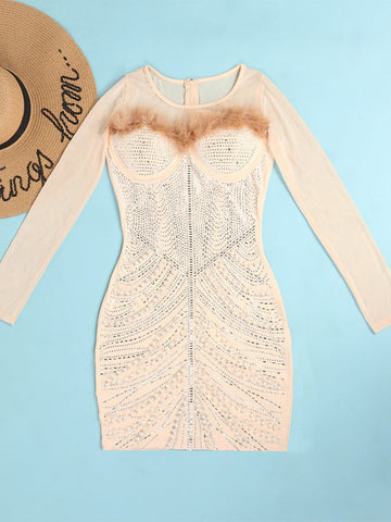 Feather Pearl Rhinestone Dresses