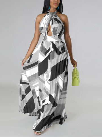 Halter Pleated Maxi Dresses