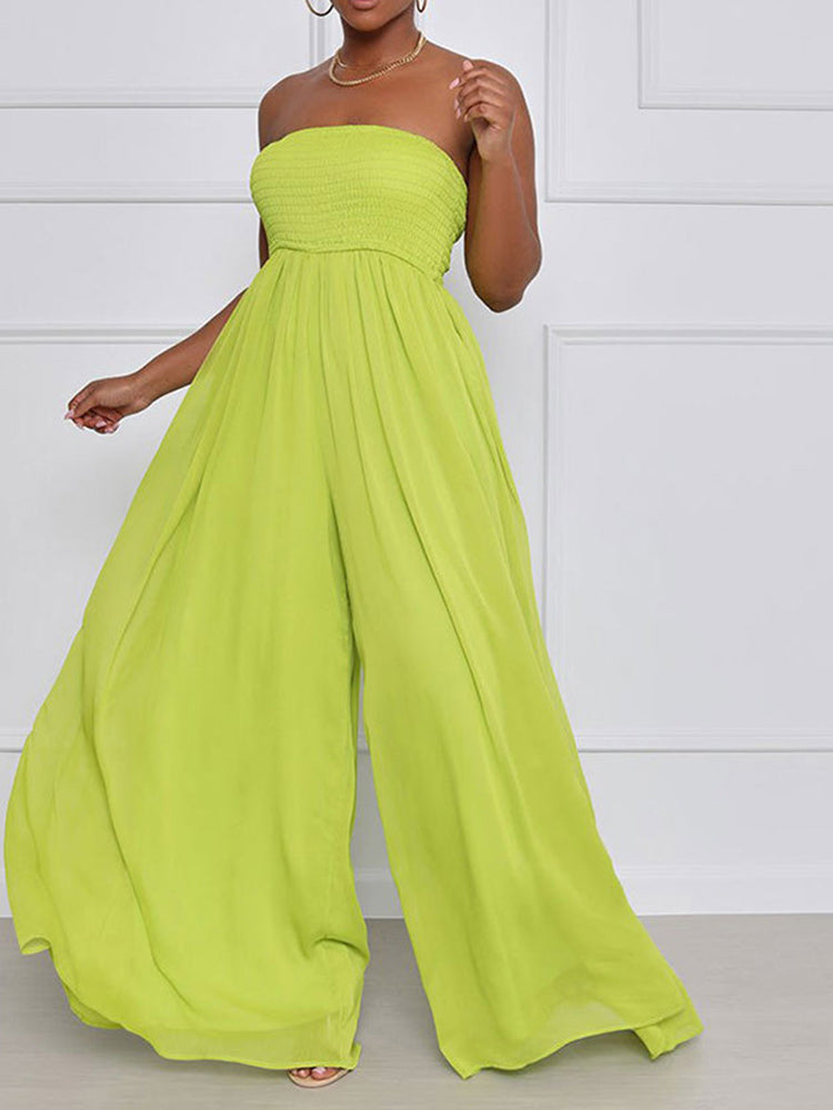 Wide Leg Chiffon Jumpsuits