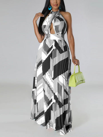 Halter Pleated Maxi Dresses