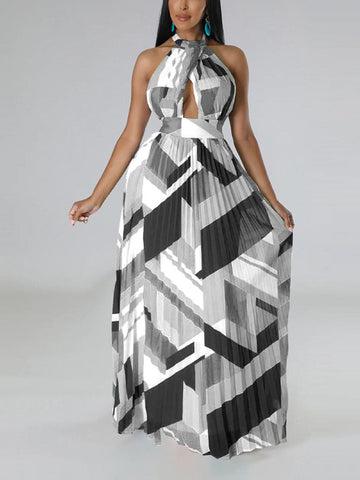 Halter Pleated Maxi Dresses