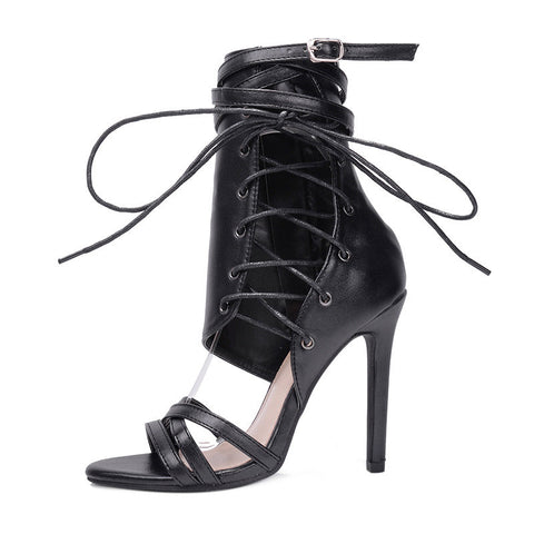 Sexy Open Toe Stiletto Heels With Zipper