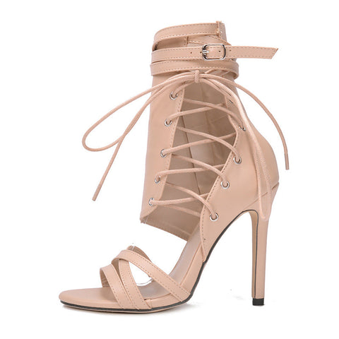 Sexy Open Toe Stiletto Heels With Zipper