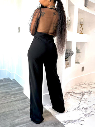 Mesh V Neck Jumpsuits