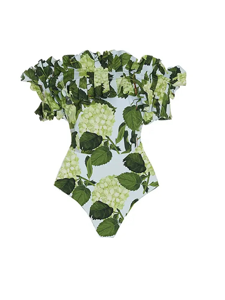 Ruffle Hydrangea Bandeau Bikini Set â€?Floral Sweet Style
