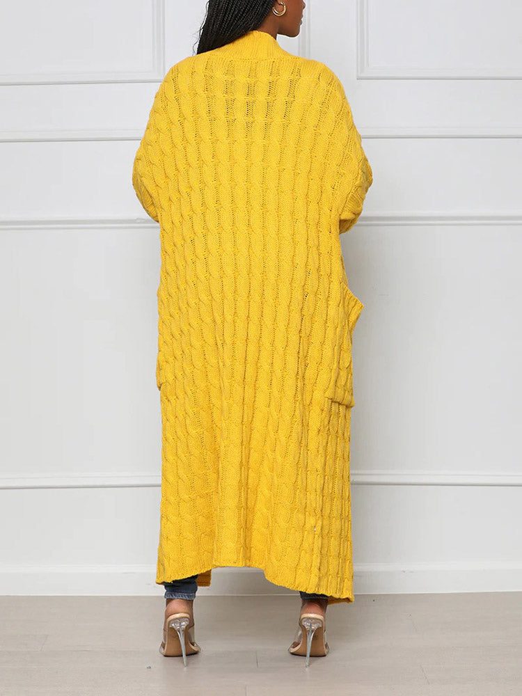 Knitted Solid Pocket Sweater Cardigans