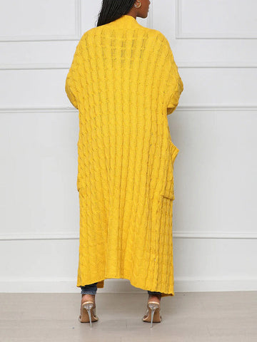 Knitted Solid Pocket Sweater Cardigans