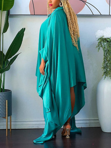 Batwing Sleeve Asymmetrical Shirt Dresses