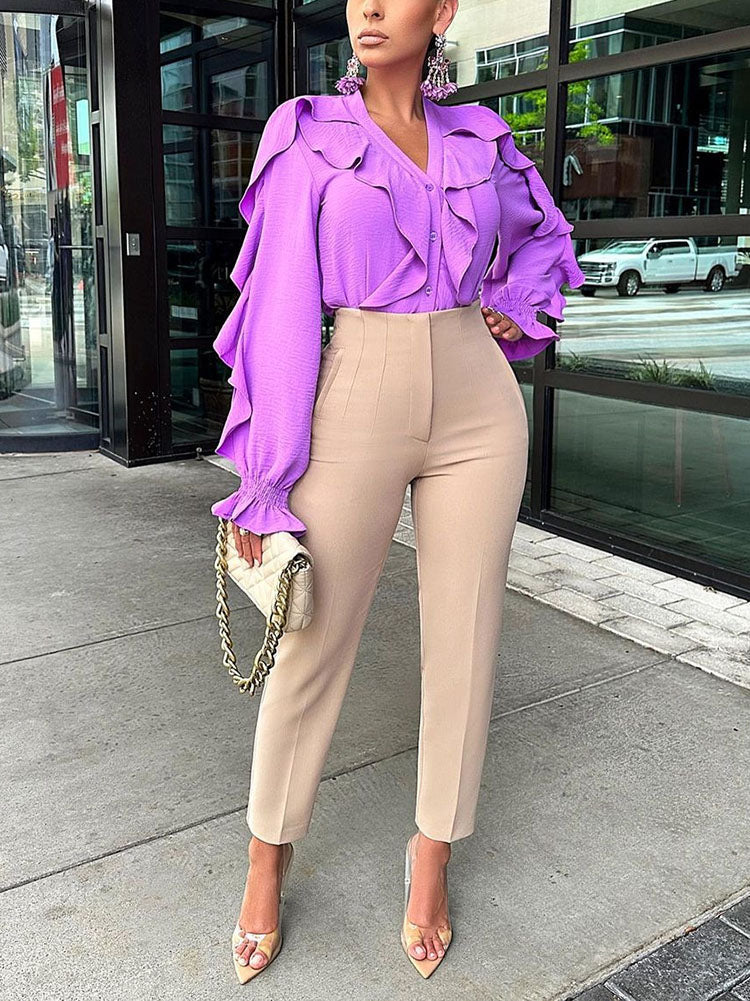 Ruffle Solid Tops