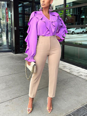 Ruffle Solid Tops