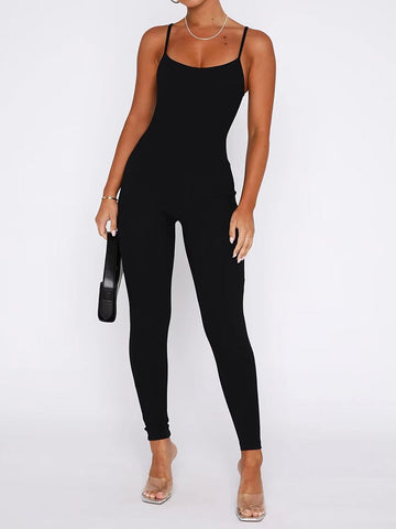 Ribbed Adjustable Strap Bodycon Jumpsuits