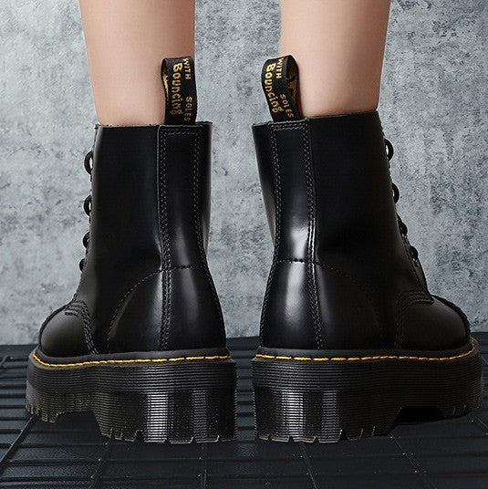 Black Platform Zipper Short Boots