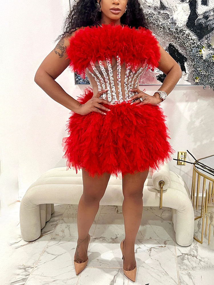 Gorgeous Rhinestone Tulle Party Dresses