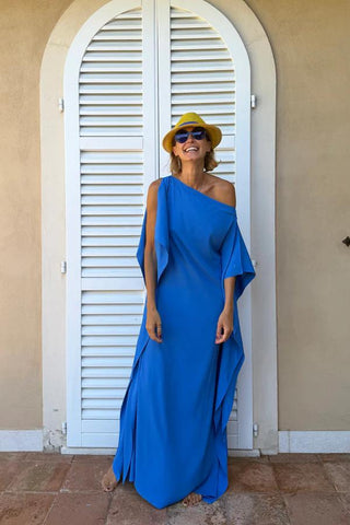 Flowing Asymmetric Caftan With Belt