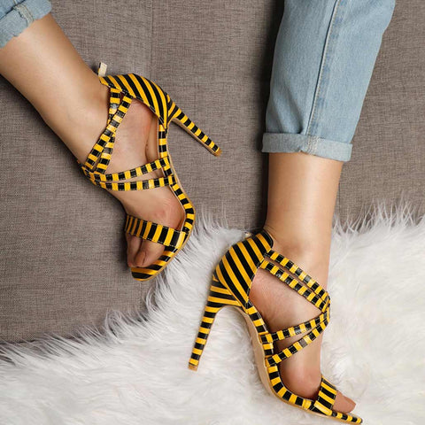 Color Block Crisscross Platform Sandals