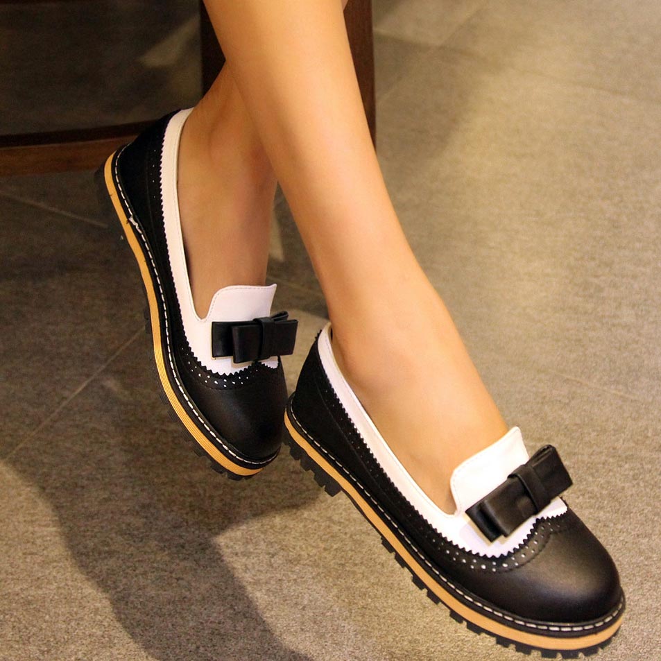 Colorblock Bowknot Flats Mary Jane Shoes