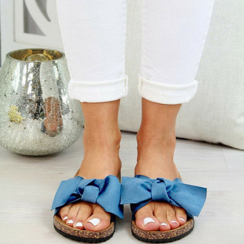 Comfort Flats Bowknot Decor Slippers