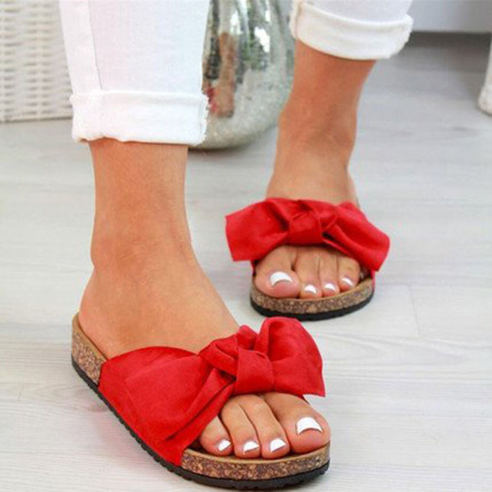 Comfort Flats Bowknot Decor Slippers
