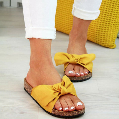 Comfort Flats Bowknot Decor Slippers
