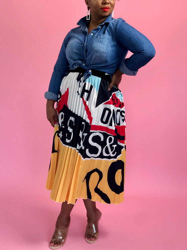 Butterfly Pattern Pleated Skirts