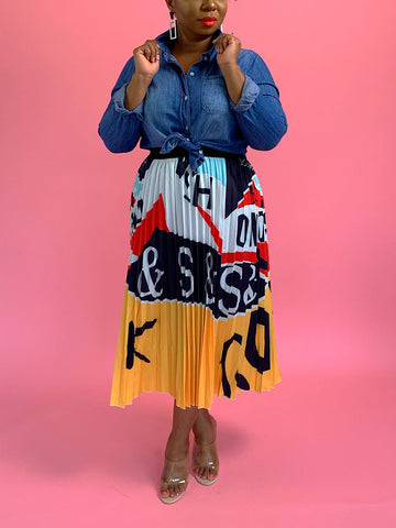 Butterfly Pattern Pleated Skirts