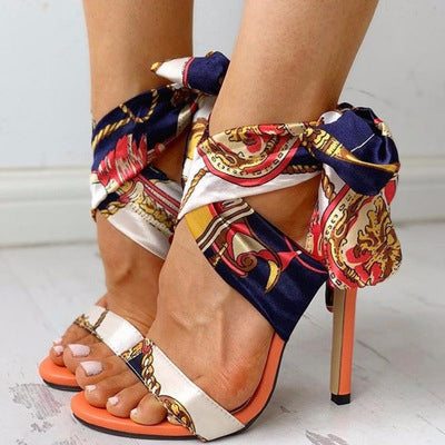 Crossover Strap Lace-up Stilettos Platform Sandals