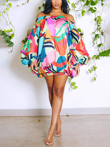 Off Shoulder Printed Dresses