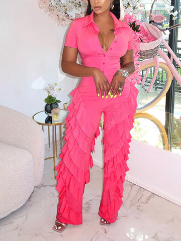 Ruffle Wide Leg Jumpsuits