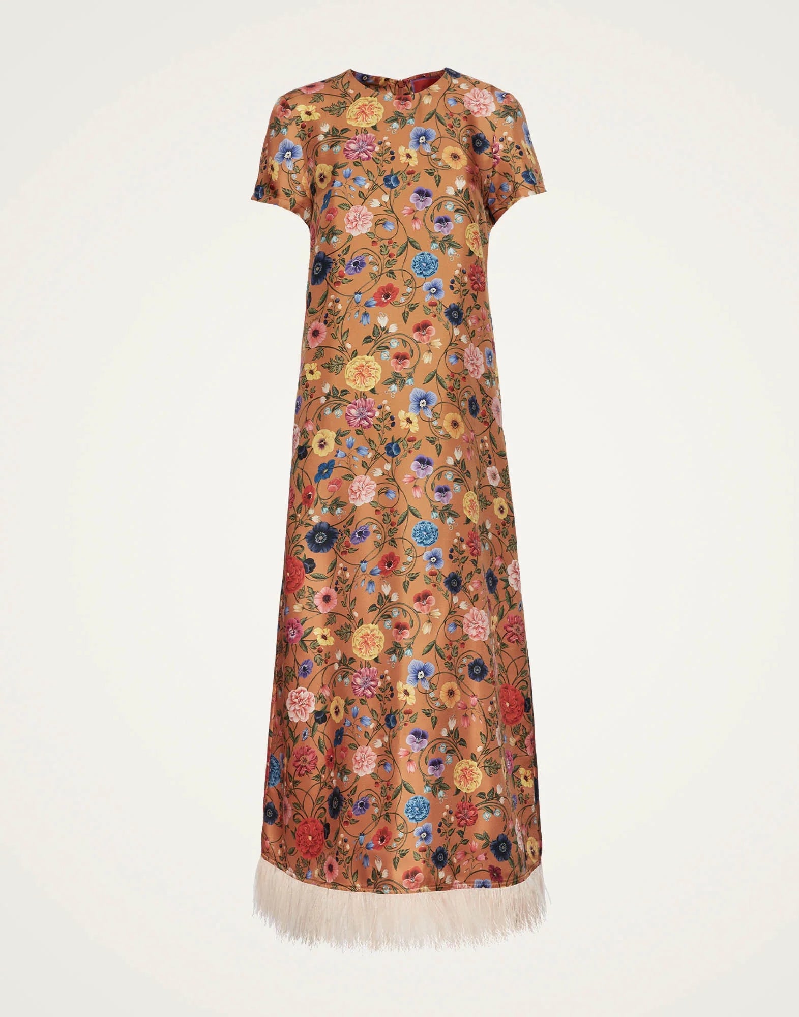 Floral - Printed Feather - Hem Dress
