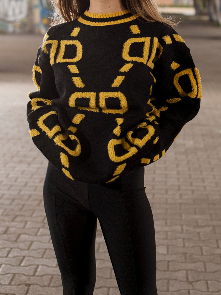 Contrast Letter Knit Cardigans