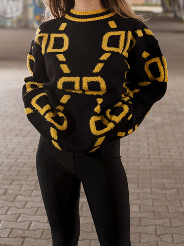 Contrast Letter Knit Cardigans