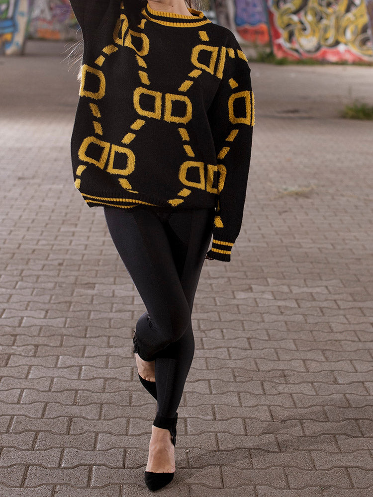 Contrast Letter Knit Cardigans