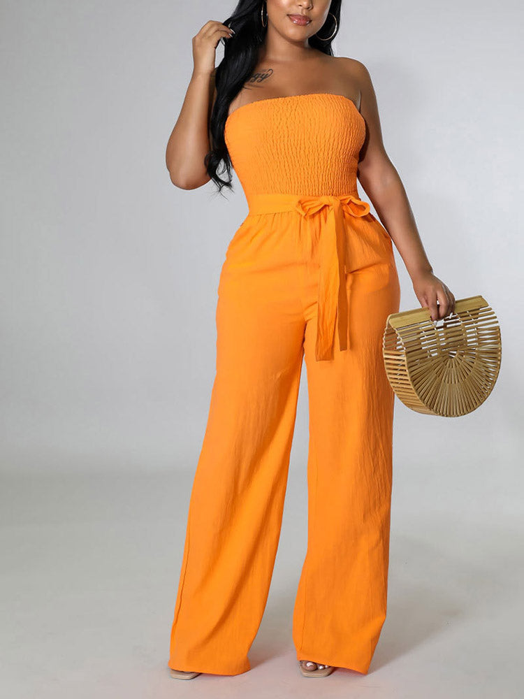 Tube Tie Waist Jumpsuits