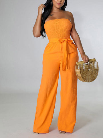Tube Tie Waist Jumpsuits