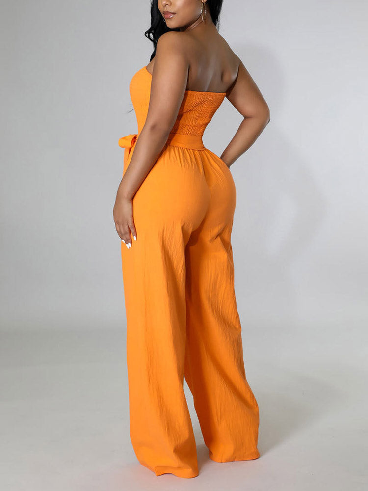 Tube Tie Waist Jumpsuits