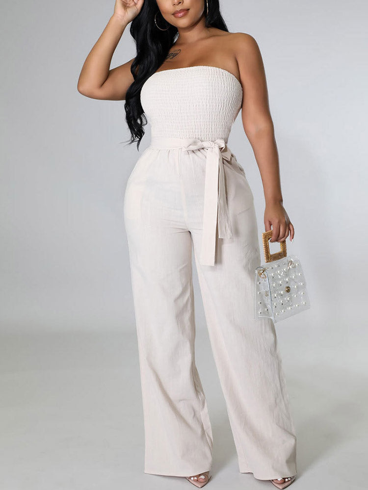 Tube Tie Waist Jumpsuits