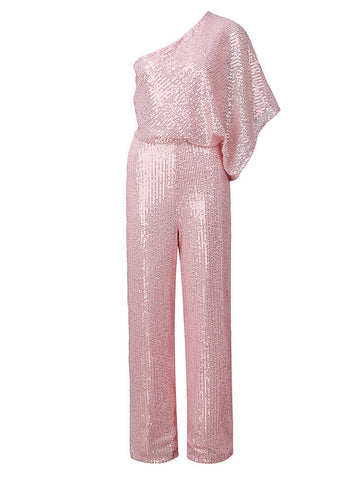 One Shoulder Sequin Jumpsuits
