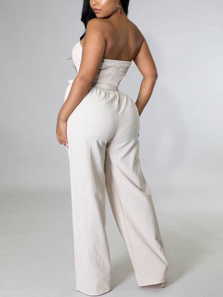 Tube Tie Waist Jumpsuits