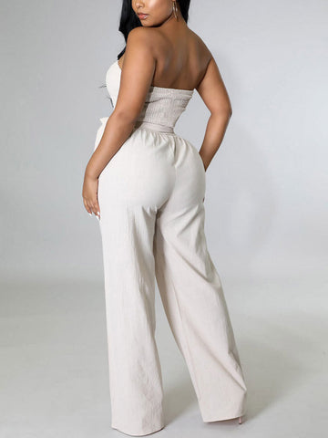 Tube Tie Waist Jumpsuits