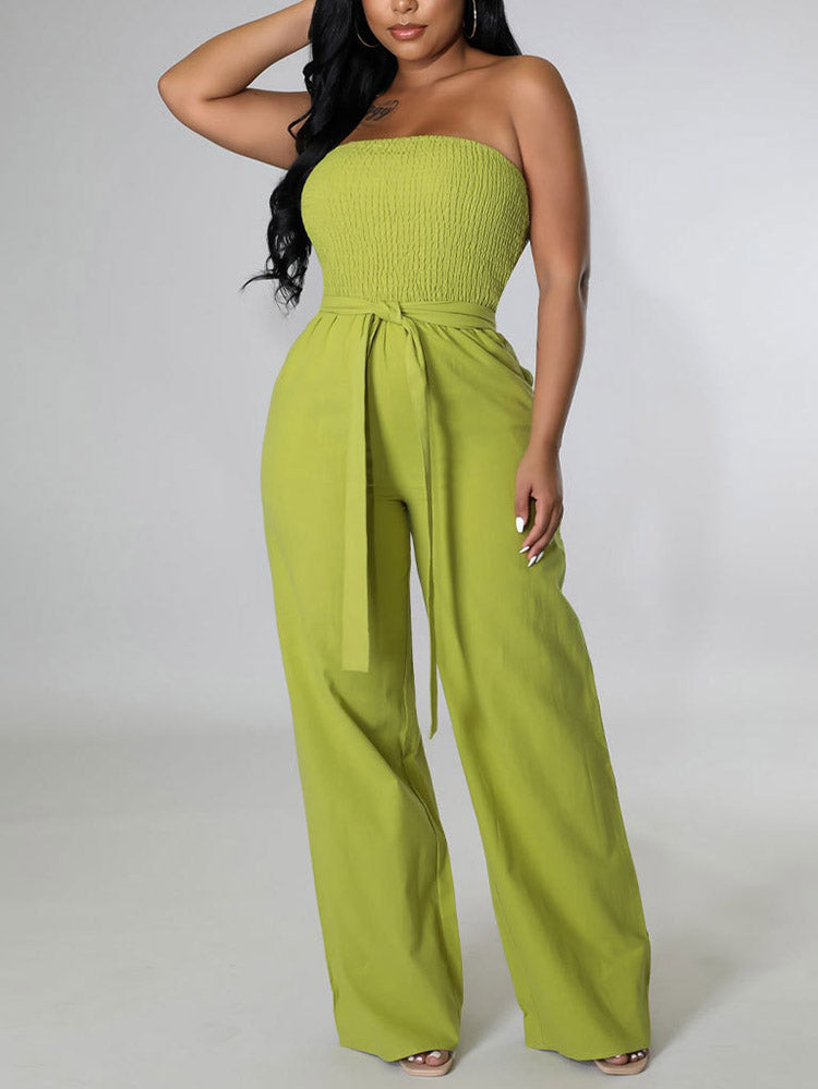 Tube Tie Waist Jumpsuits