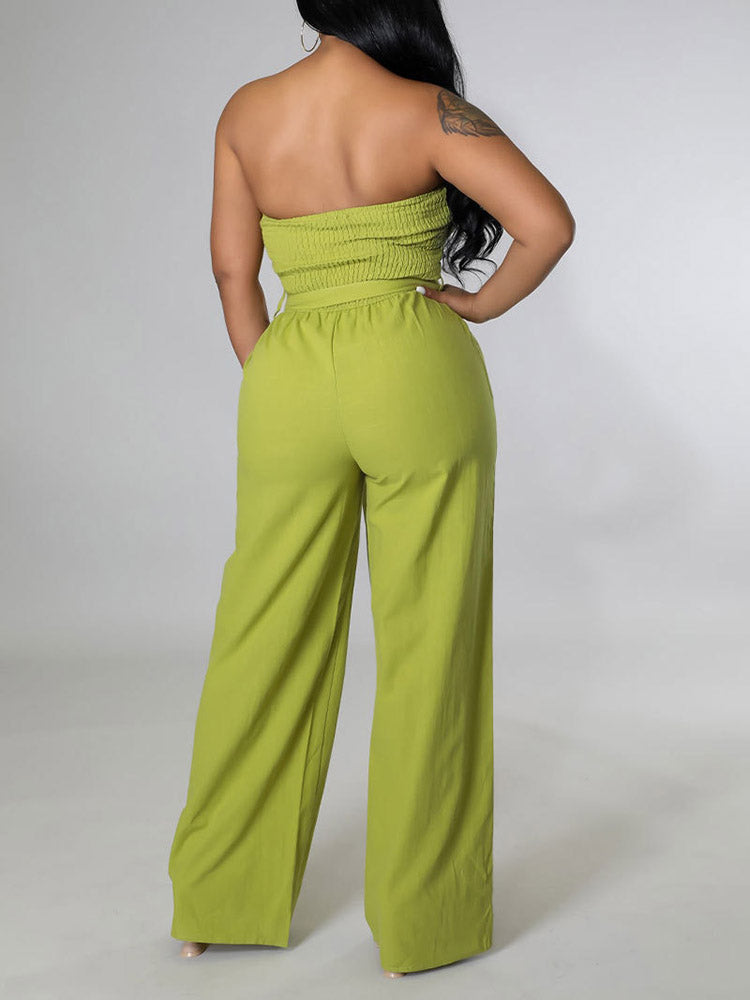 Tube Tie Waist Jumpsuits