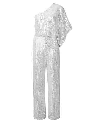 One Shoulder Sequin Jumpsuits