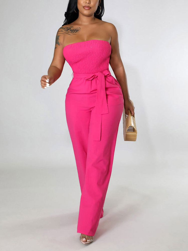 Tube Tie Waist Jumpsuits