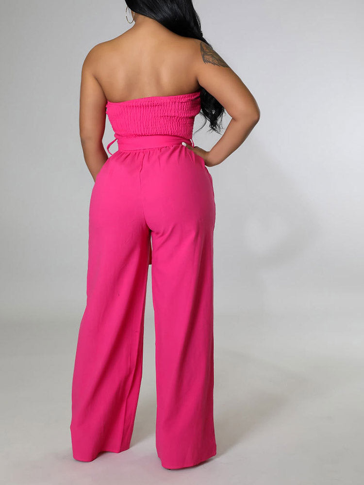 Tube Tie Waist Jumpsuits