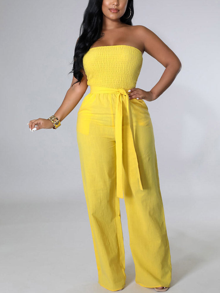 Tube Tie Waist Jumpsuits