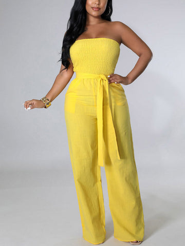 Tube Tie Waist Jumpsuits