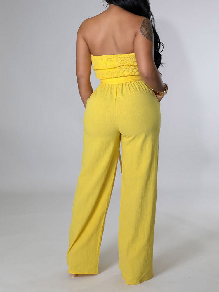 Tube Tie Waist Jumpsuits