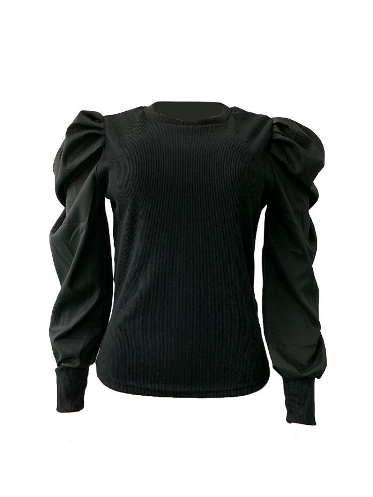 Bubble Sleeve Knit Tops